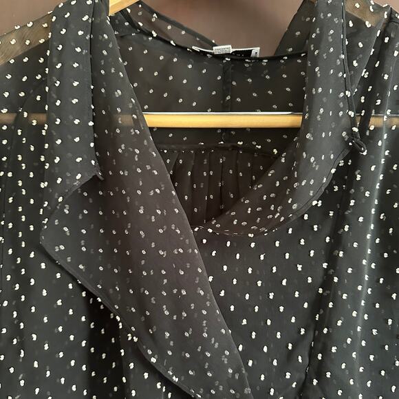 EQUIPMENT FEMME | Black Sheer Chiffon Swiss Dot Blouse Clip Dot  | Size Small - Picture 4 of 6